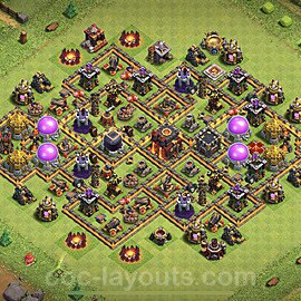 TH10 Trophy Base Plan with Link, Hybrid, Copy Town Hall 10 Base Design 2023, #245