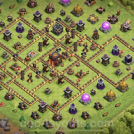 TH10 Trophy Base Plan with Link, Copy Town Hall 10 Base Design 2024, #256