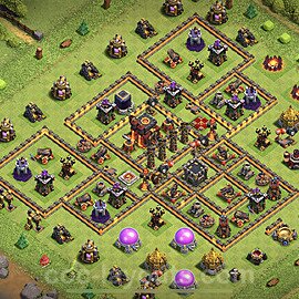 TH10 Anti 3 Stars Base Plan with Link, Copy Town Hall 10 Base Design 2024, #258