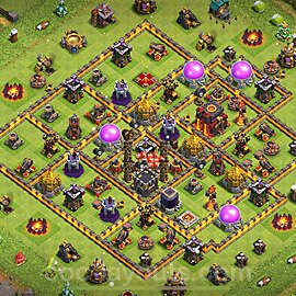 Anti Everything TH10 Base Plan with Link, Hybrid, Copy Town Hall 10 Design 2023, #259