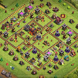 Gute Base für Verteidigung RH10 + Link, Hybrid 2025 -  COC Rathaus 10 Kopieren Base - #264