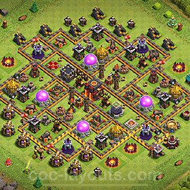 TH10 Trophy Base Plan with Link, Copy Town Hall 10 Base Design 2024, #272
