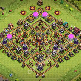 TH10 Trophy Base Plan with Link, Hybrid, Copy Town Hall 10 Base Design 2026, #276