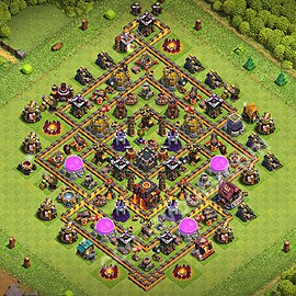 TH10 Trophy Base Plan with Link, Hybrid, Copy Town Hall 10 Base Design 2026, #279