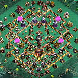 Municipio livello 10 Anti 2 Stelle Base + Link, Anti Air / Dragon - Miglior Disposizione Villaggio per Difesa COC 2026 TH10 - #280