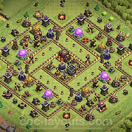 TH10 Trophy Base Plan with Link, Anti 3 Stars, Hybrid, Copy Town Hall 10 Base Design, #77