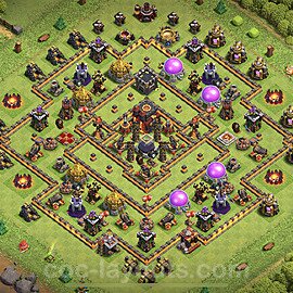 Diseño de aldea Anti 2 Estrellas Ayuntamiento 10 Copiar, Híbrido - COC TH10 Perfecta Distribucion 2023 + Enlace - #80