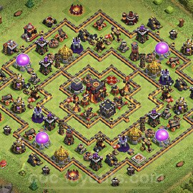 Diseño de aldea Anti 3 Estrellas Ayuntamiento 10 Copiar, Híbrido - COC TH10 Perfecta Distribucion 2023 + Enlace - #81