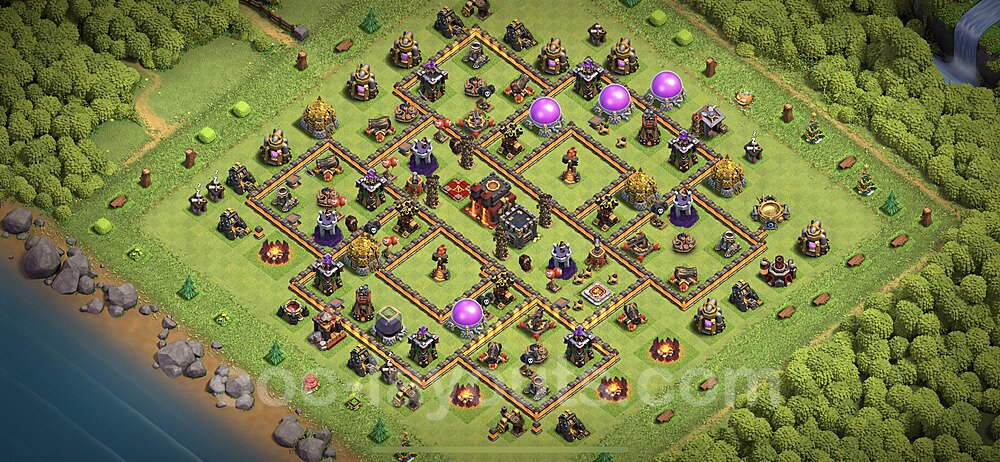 Top TH10 Unbeatable Anti Loot Base Plan with Link, Legend League, Copy Town Hall 10 Base Design 2023, #151