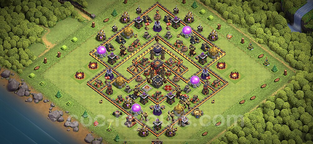 Anti Everything TH10 Base Plan with Link, Hybrid, Copy Town Hall 10 Design 2023, #153