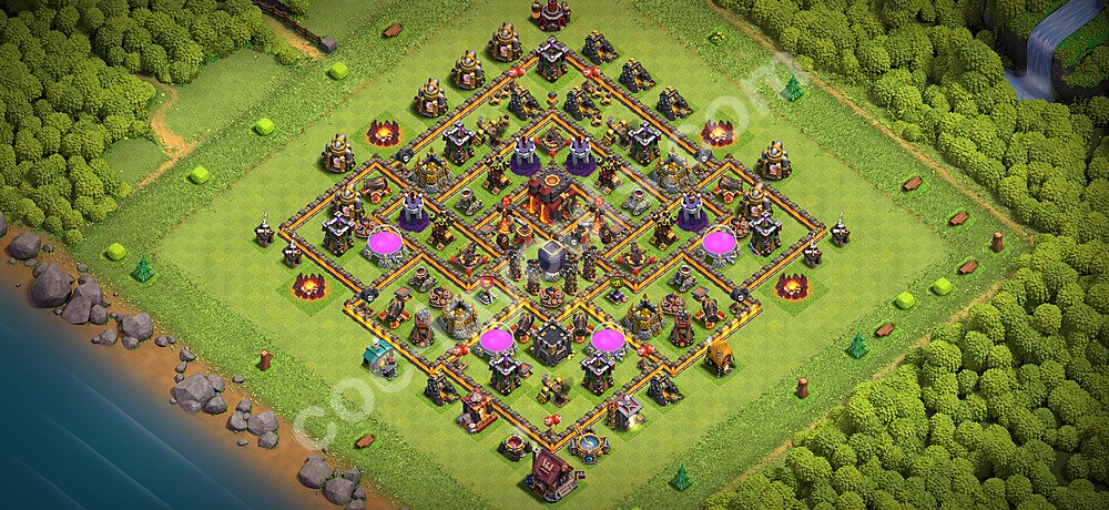 Municipio livello 10 Imbattibile Base + Link, Anti Air / Dragon - Miglior Disposizione Villaggio per Difesa COC 2026 TH10 - #158