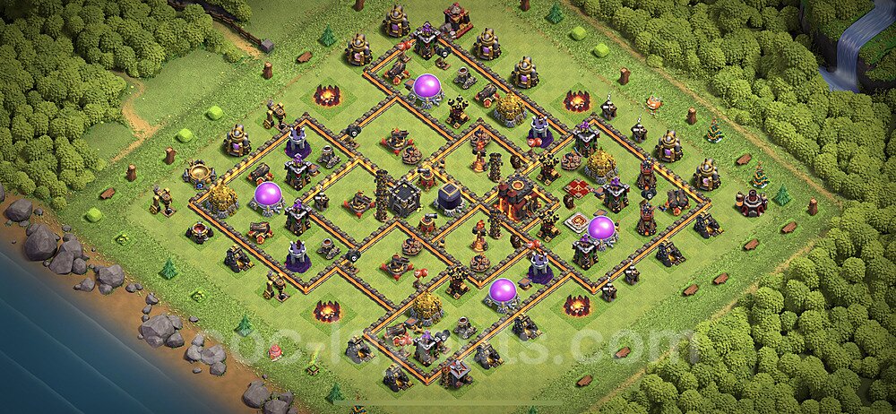 TH10 Anti 3 Stars Base Plan with Link, Anti Everything, Copy Town Hall 10 Base Design 2023, #159
