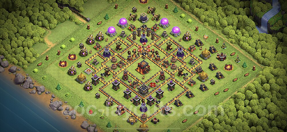 Melhor Layout de Defesa CV10 com link, Anti Tudo - COC Clash of Clans ...
