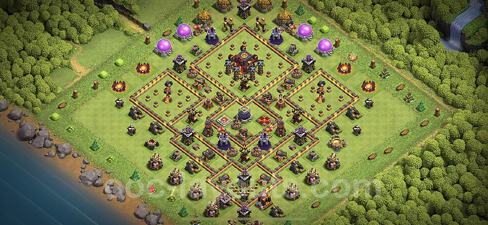 TH10 Anti 3 Stars Base Plan with Link, Anti Everything, Copy Town Hall 10 Base Design 2023, #165