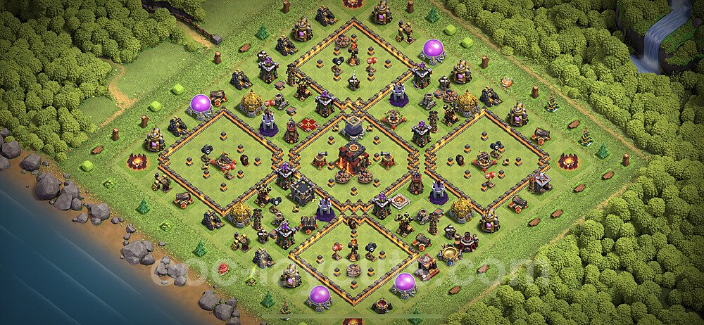 TH10 Anti 2 Stars Base Plan with Link, Legend League, Copy Town Hall 10 Base Design 2023, #166
