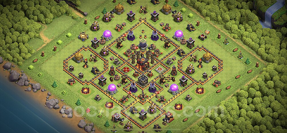 TH10 Anti 3 Stars Base Plan with Link, Anti Everything, Copy Town Hall 10 Base Design 2021, #172