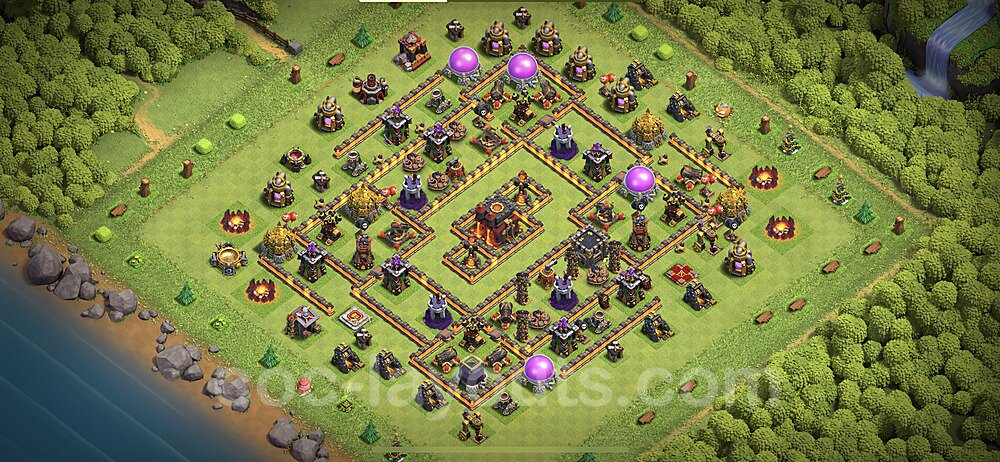 Anti Everything TH10 Base Plan with Link, Hybrid, Copy Town Hall 10 Design 2022, #186