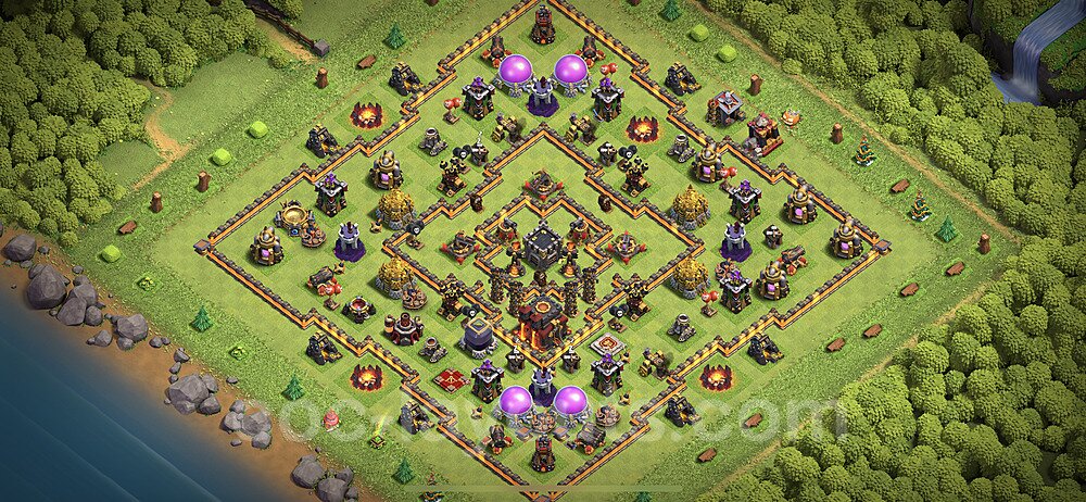 Anti Everything TH10 Base Plan with Link, Hybrid, Copy Town Hall 10 Design 2022, #191