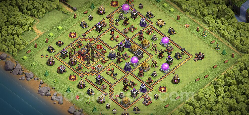 Anti Everything TH10 Base Plan with Link, Hybrid, Copy Town Hall 10 Design 2022, #194