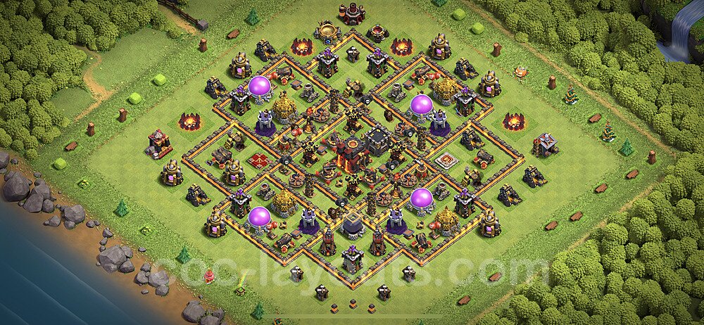 Anti Everything TH10 Base Plan with Link, Hybrid, Copy Town Hall 10 Design 2023, #195