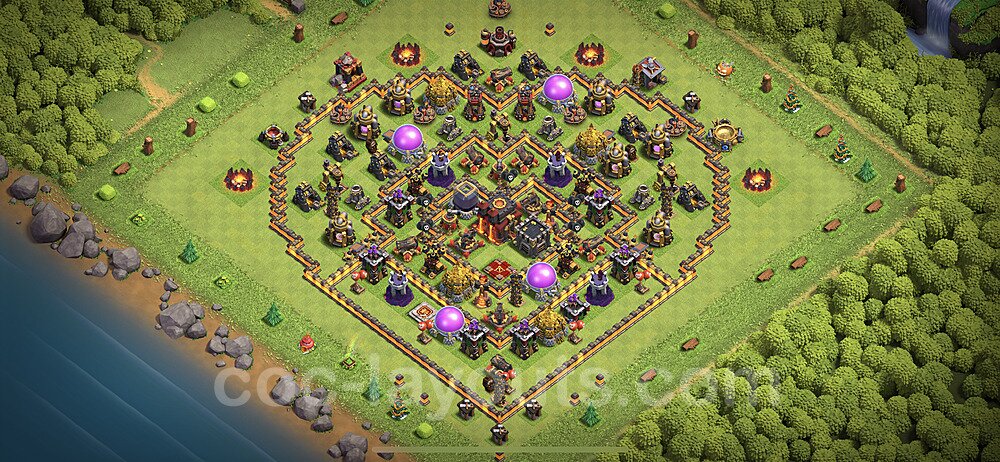 TH10 Trophy Base Plan with Link, Anti Everything, Copy Town Hall 10 Base Design 2022, #196