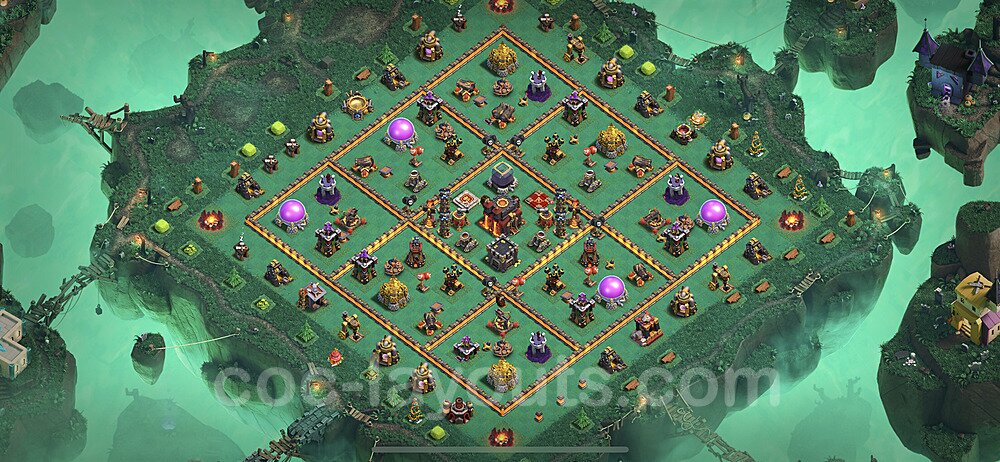 Anti Everything TH10 Base Plan with Link, Hybrid, Copy Town Hall 10 Design 2022, #198