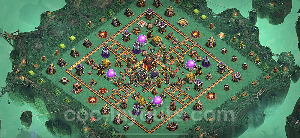 Anti Everything TH10 Base Plan with Link, Hybrid, Copy Town Hall 10 Design 2022, #201