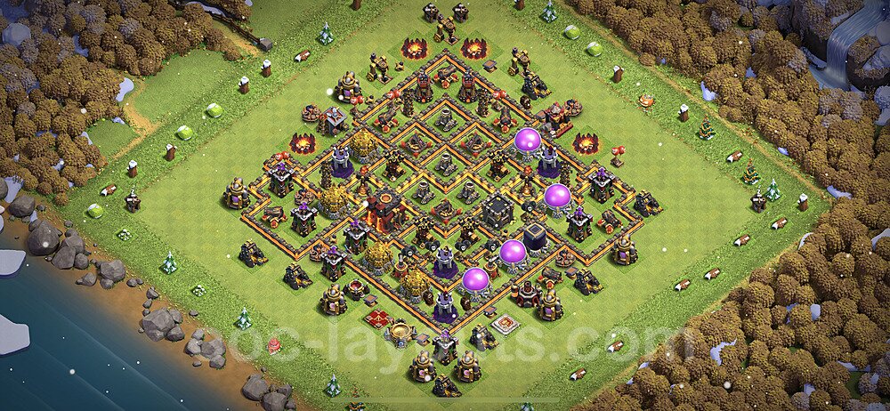 TH10 Anti 3 Stars Base Plan with Link, Anti Everything, Copy Town Hall 10 Base Design 2023, #214