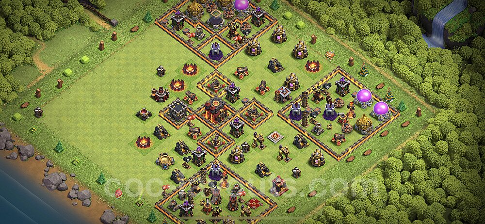 Anti Everything TH10 Base Plan with Link, Hybrid, Copy Town Hall 10 Design 2023, #228
