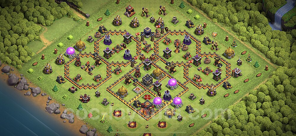 TH10 Trophy Base Plan with Link, Copy Town Hall 10 Base Design 2023, #237