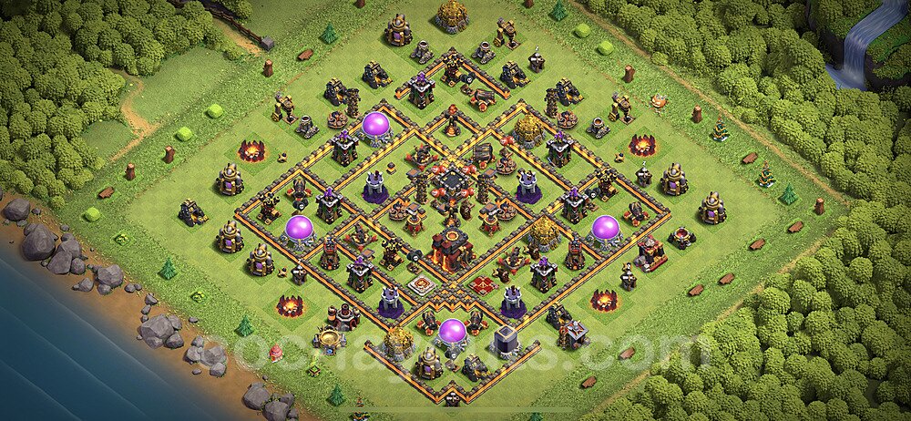 TH10 Anti 2 Stars Base Plan with Link, Anti Everything, Copy Town Hall 10 Base Design 2023, #248