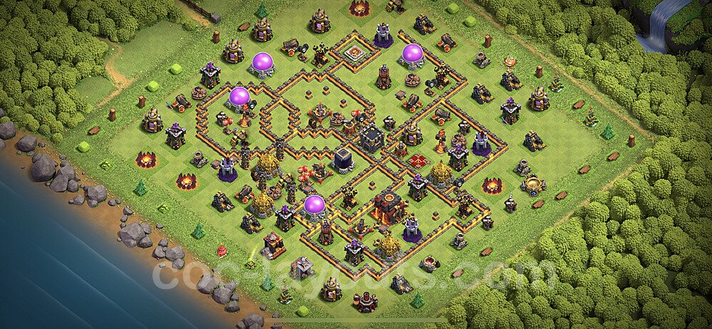 Anti Everything TH10 Base Plan with Link, Hybrid, Copy Town Hall 10 Design 2023, #251