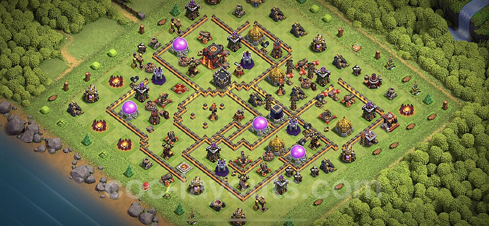 TH10 Anti 3 Stars Base Plan with Link, Anti Everything, Copy Town Hall 10 Base Design 2024, #254