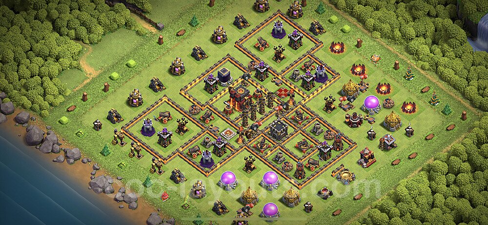 TH10 Anti 3 Stars Base Plan with Link, Copy Town Hall 10 Base Design 2023, #258