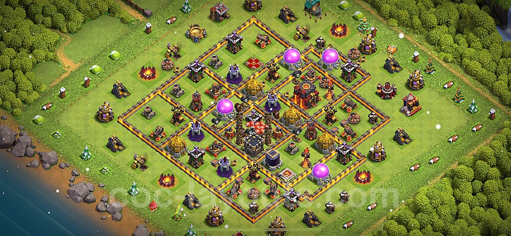 Anti Everything TH10 Base Plan with Link, Hybrid, Copy Town Hall 10 Design 2024, #259