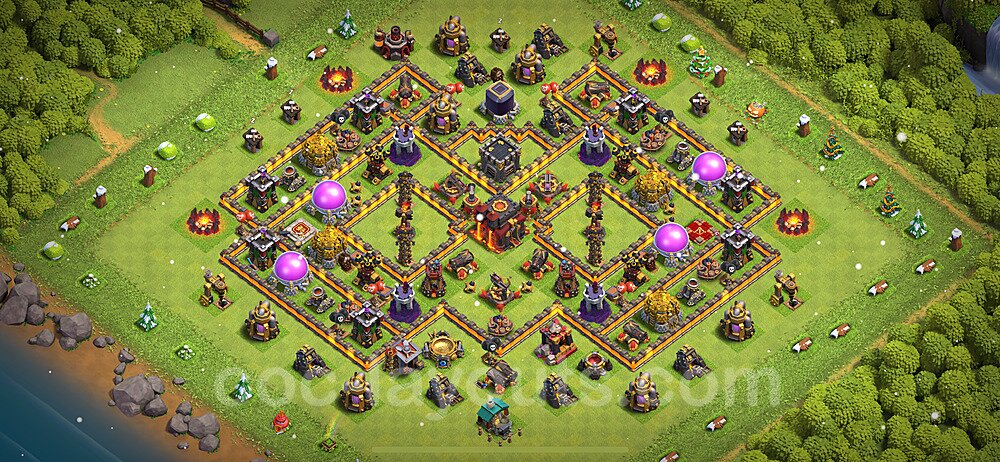 Anti Everything TH10 Base Plan with Link, Hybrid, Copy Town Hall 10 Design 2023, #260