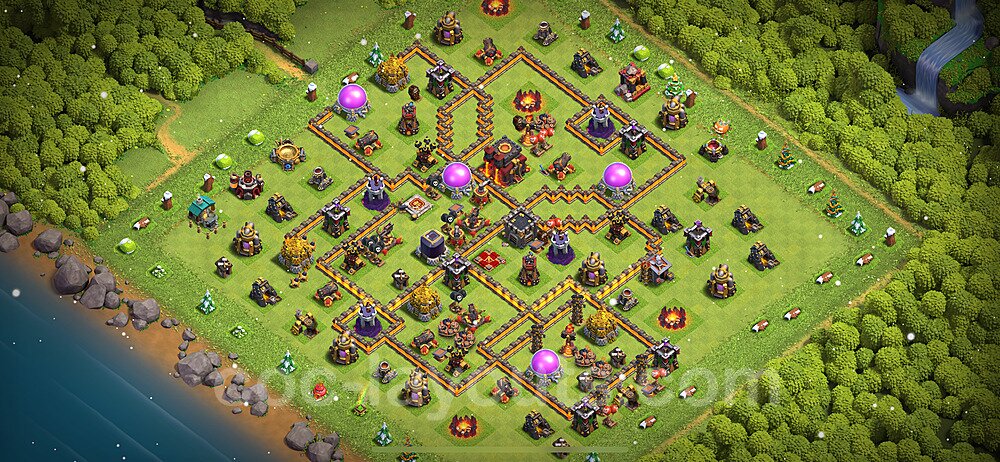 Anti GoWiWi / GoWiPe TH10 Base Plan with Link, Anti 3 Stars, Copy Town Hall 10 Design 2024, #263