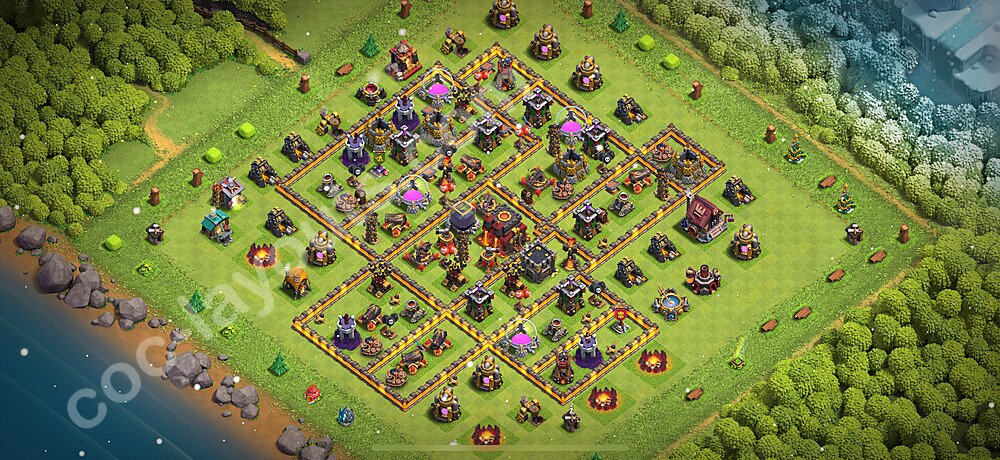 Ustawienie bazy do obrony TH10 z linkiem, Anty 3 Gwiazdki - Ratusz poziom 10 - COC 2026 - #271