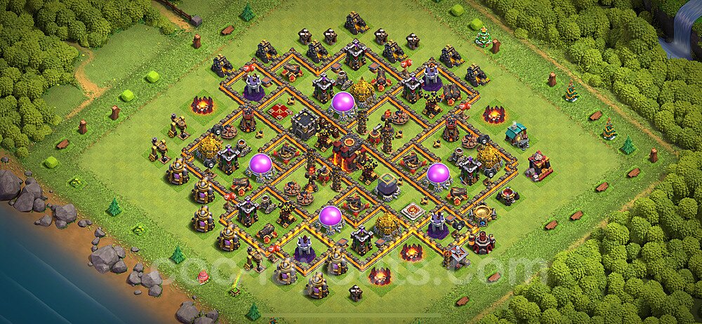 TH10 Trophy Base Plan with Link, Copy Town Hall 10 Base Design 2024, #272