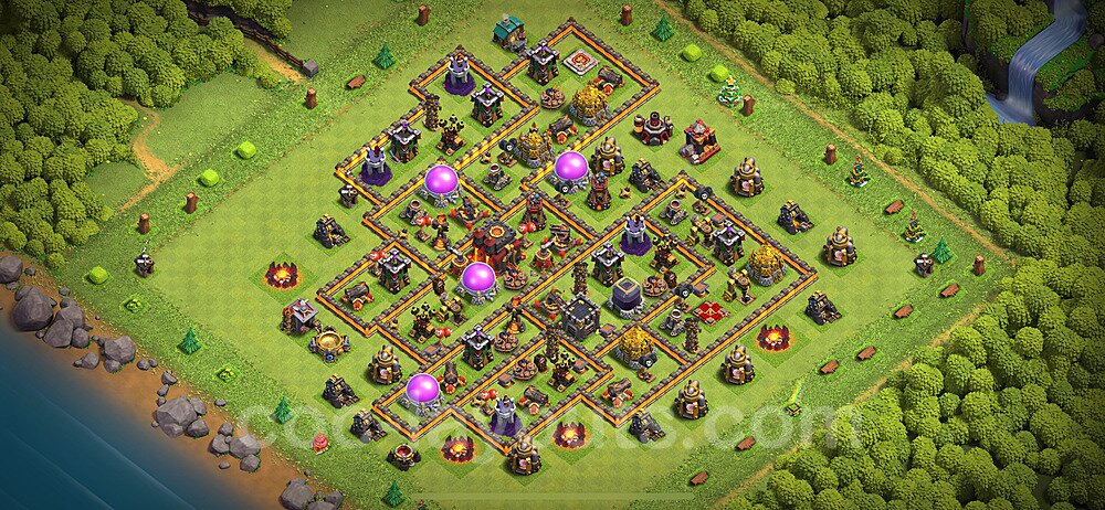 Die Anti Dragon Base für Verteidigung RH10 + Link 2024 - COC Rathaus 10 Kopieren Base - #274