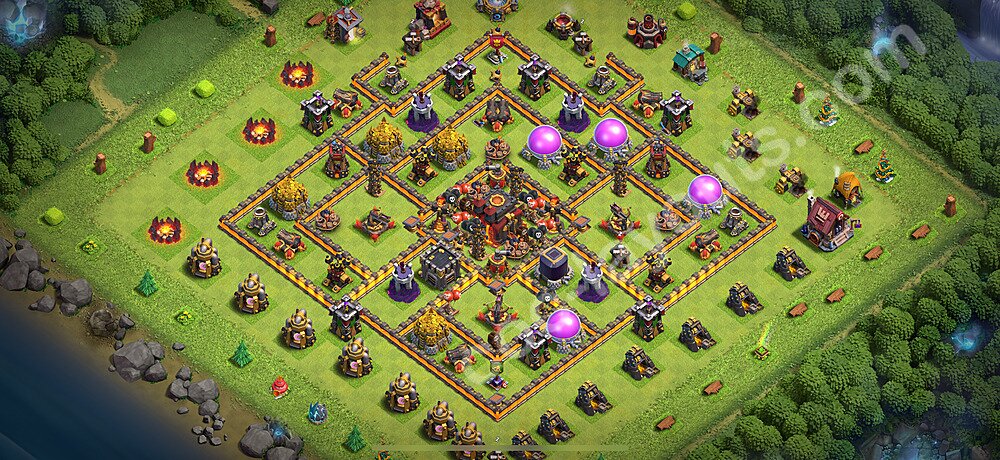 TH10 Anti 2 Stars Base Plan with Link, Copy Town Hall 10 Base Design 2025, #275