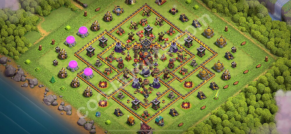 Ustawienie bazy do obrony TH10 z linkiem, Hybrydowy - Ratusz poziom 10 - COC 2026 - #278