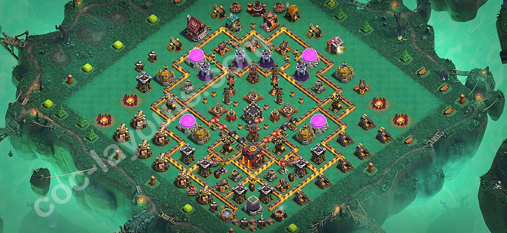 TH10 Anti 2 Stars Base Plan with Link, Anti Air / Dragon, Copy Town Hall 10 Base Design 2026, #280