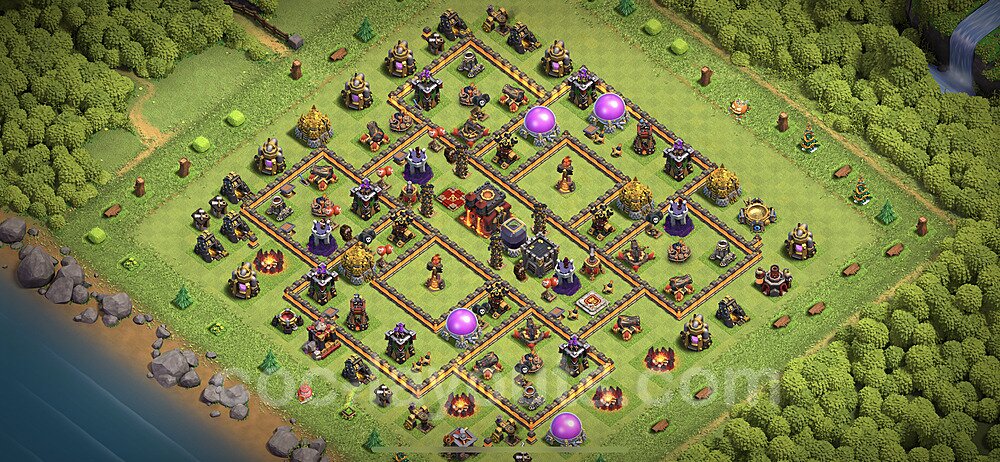 TH10 Trophy Base Plan with Link, Anti Everything, Copy Town Hall 10 Base Design 2023, #66