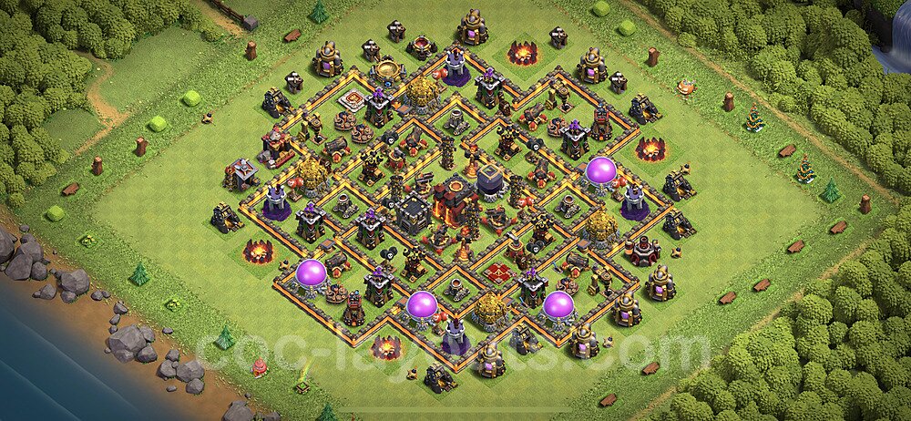 Anti Everything TH10 Base Plan with Link, Hybrid, Copy Town Hall 10 Design, #67