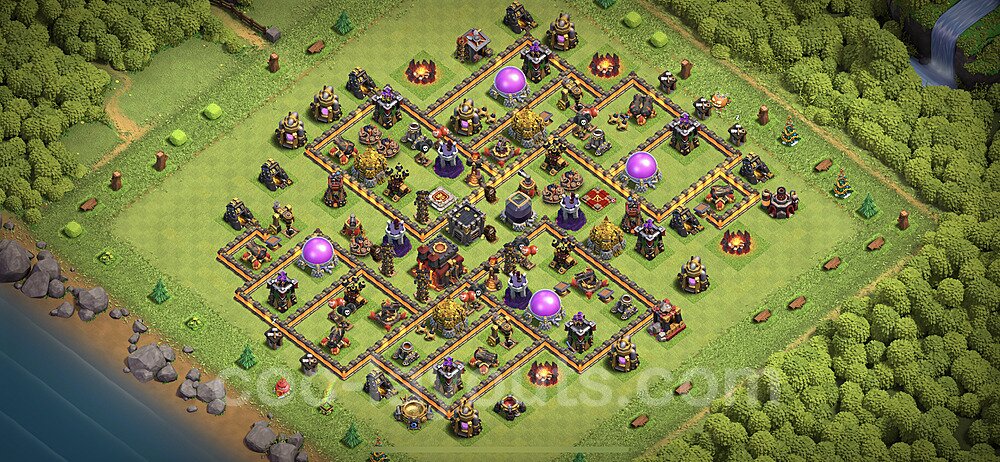 Full Upgrade TH10 Base Plan with Link, Hybrid, Anti Air / Dragon, Copy Town Hall 10 Max Levels Design, #69