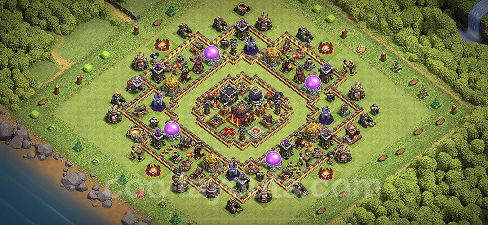 Anti GoWiWi / GoWiPe TH10 Base Plan with Link, Hybrid, Copy Town Hall 10 Design 2023, #74
