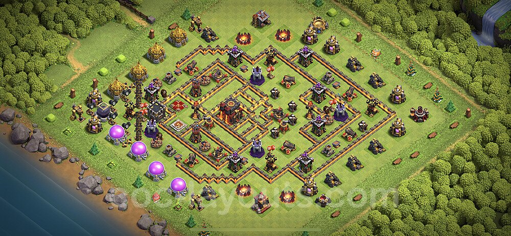 TH10 Trophy Base Plan with Link, Anti Everything, Copy Town Hall 10 Base Design 2023, #83