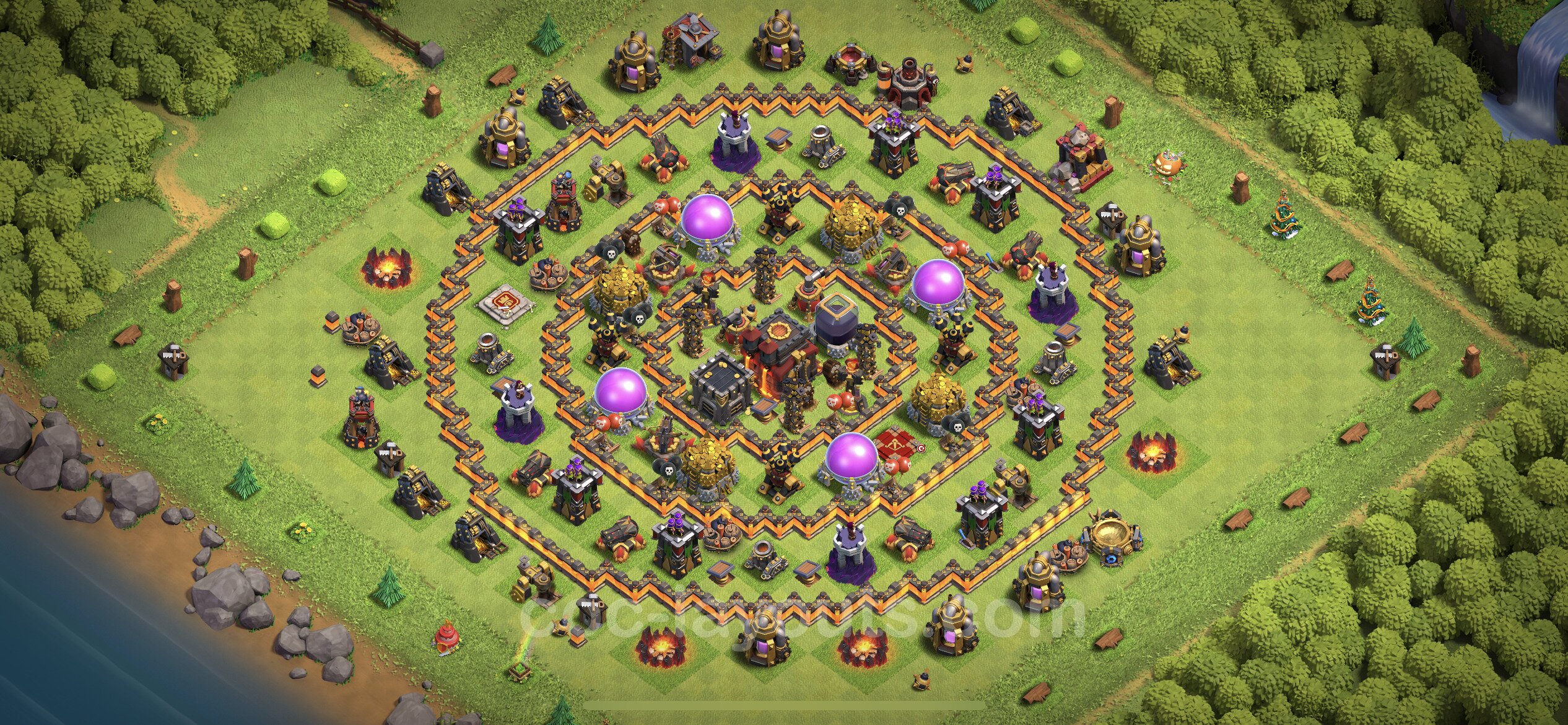 Farming Base TH10 with Link, Anti Everything, Hybrid - Clash of Clans 202.....