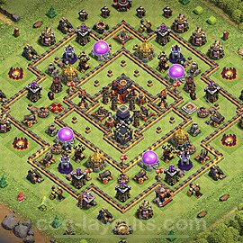 Base plan TH10 (design / layout) with Link, Hybrid, Anti Everything for Farming, #142